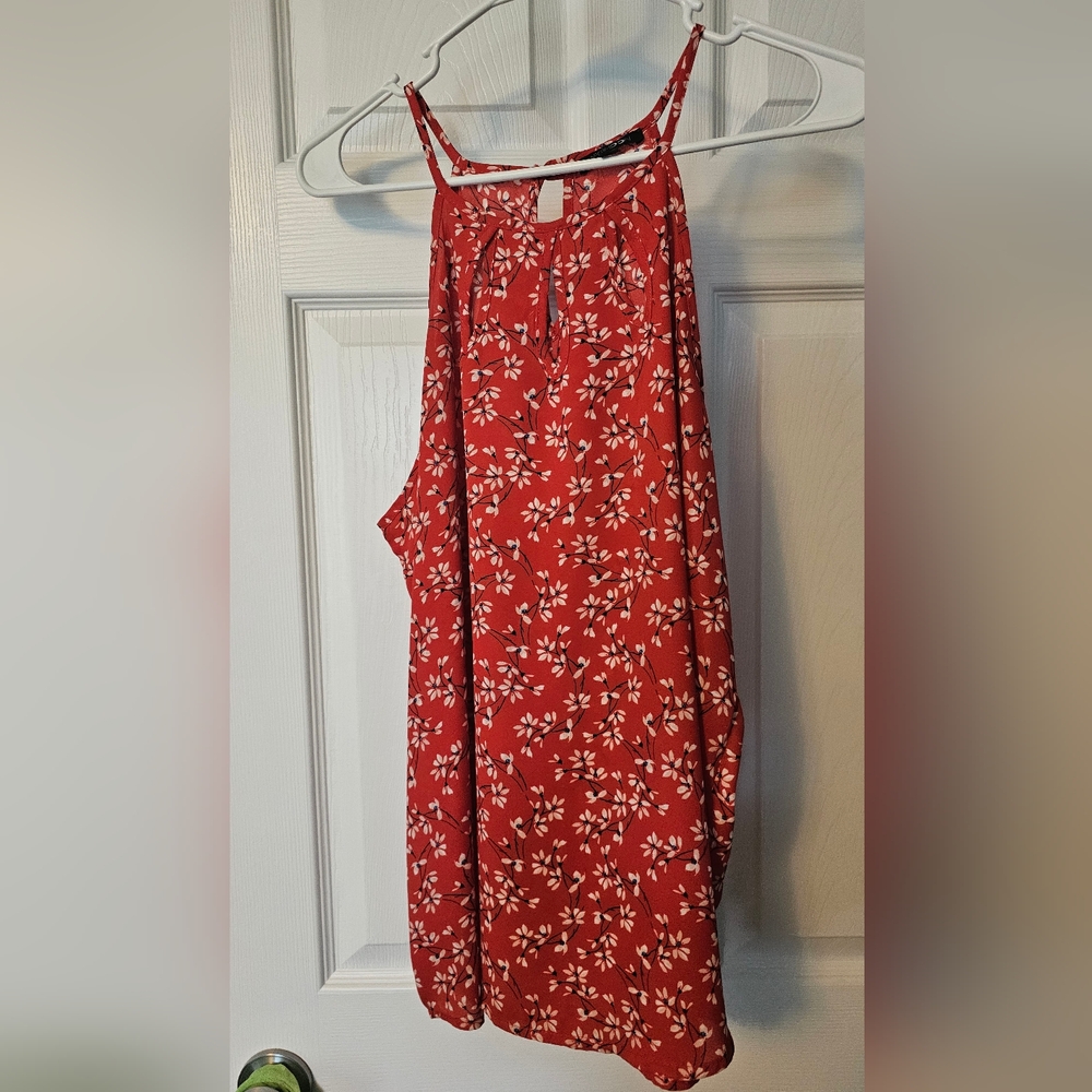 Paper Amoon Red Floral Sleeveless Top